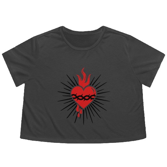 Sacred Heart of Jesus - Christ Consciousness Flowy Cropped Tees