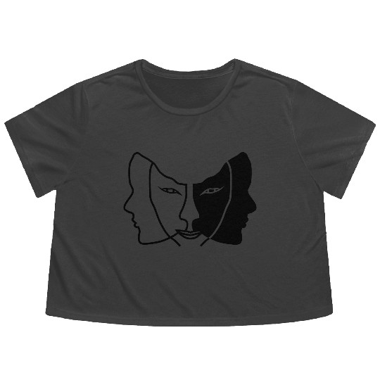 light dark face mask gemini Flowy Cropped Tees