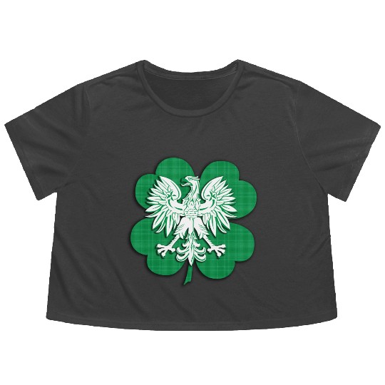 Irish Polish Heritage Eagle Shamrock Flowy Cropped Tees