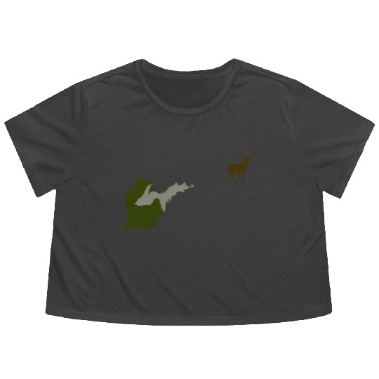 Funny Michigan Yooper Hunting Parody Deer Flowy Cropped Tees
