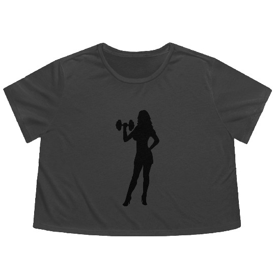 sexy woman female hot gym muscle strong workout be Flowy Cropped Tees