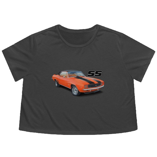 1969 Orange Camaro Flowy Cropped Tees