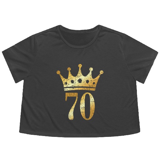 70th Birthday & Anniversary Crown (Golden-Yellow) Flowy Cropped Tees