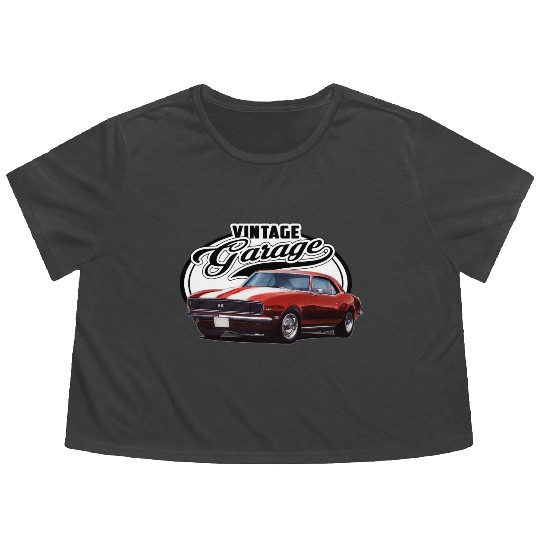 Vintage Camaro Garage Flowy Cropped Tees