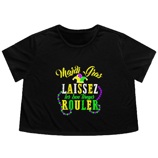 Mardi Gras laissez les bon temps rouler Fat Flowy Cropped Tees