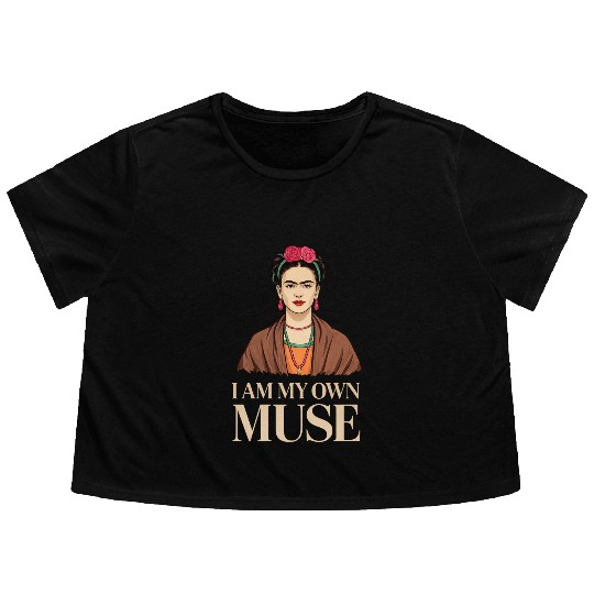 Frida Kahlo Inspirational Women' Day Design Flowy Cropped Tees