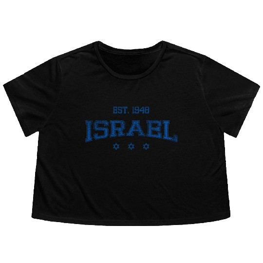Israel-blue Flowy Cropped Tees