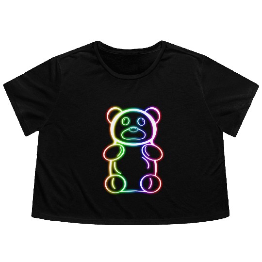 Neon Rainbow Gummy Bear Flowy Cropped Tees