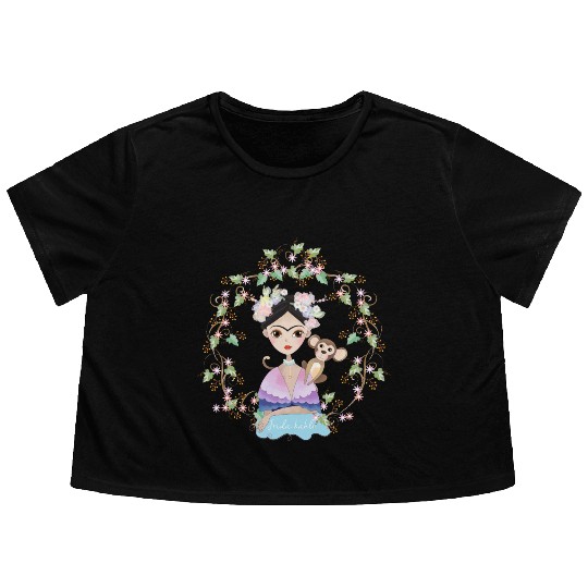 Frida Kahlo girl's Flowy Cropped Tees