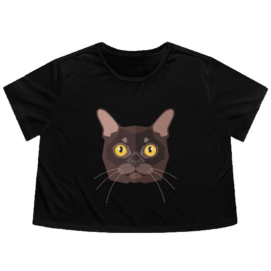 brown cat Flowy Cropped Tees