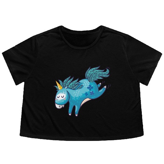 Cute Unicorn Flowy Cropped Tees