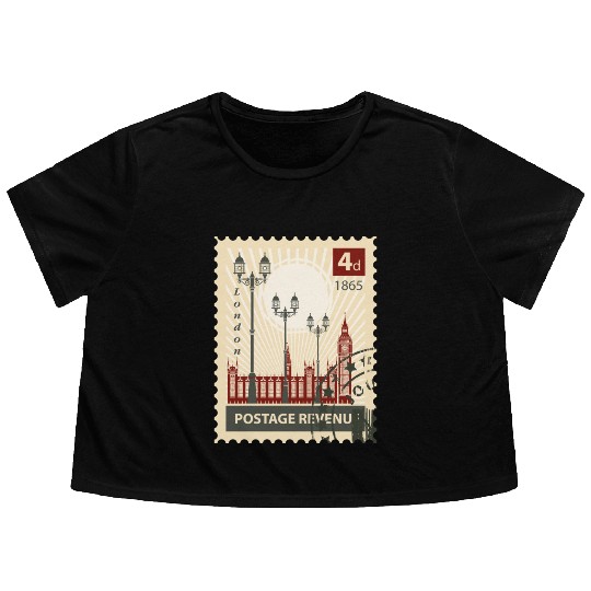 london stamp Flowy Cropped Tees