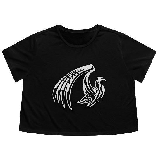 Tribal Eagle Flowy Cropped Tees
