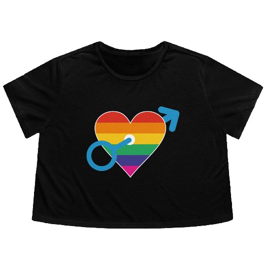 Rainbow heart male Flowy Cropped Tees
