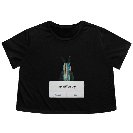 DONNIE DARKO COUNT DOWN TIME ALERT WITH BUNNY MAN Flowy Cropped Tees