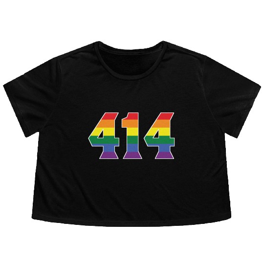 Gay Pride 414 Milwaukee Area Code Flowy Cropped Tees