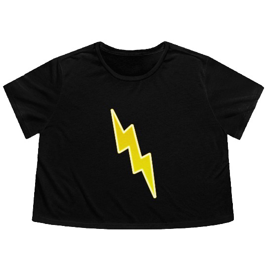 Zap - Yellow Lightning Bolt Flowy Cropped Tees