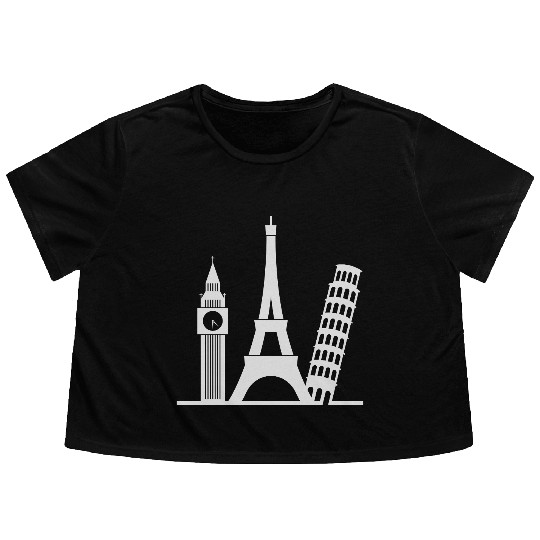Europe / London,Paris,Pisa Flowy Cropped Tees
