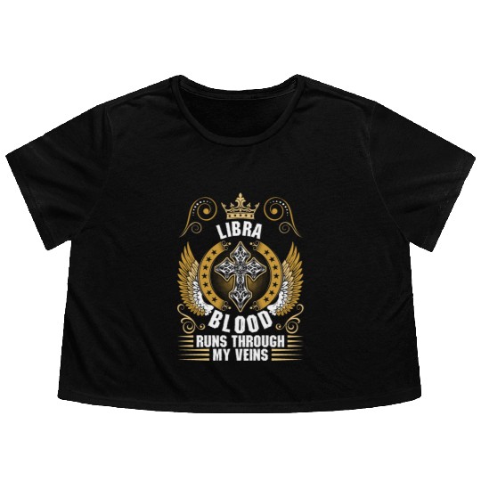 Libra Blood Runs Through My Veins Flowy Cropped Tees