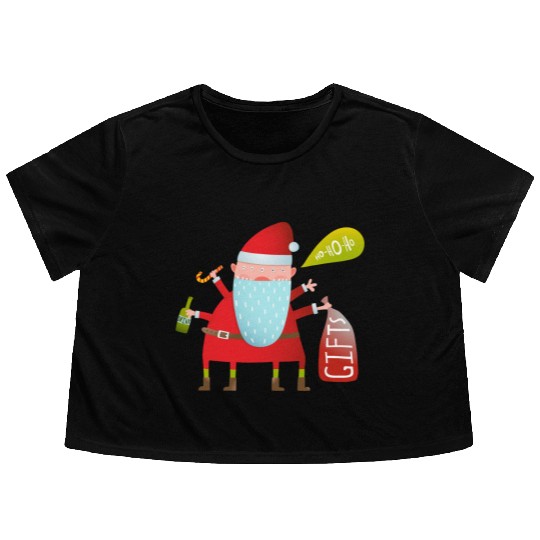 Santa Claus Flowy Cropped Tees