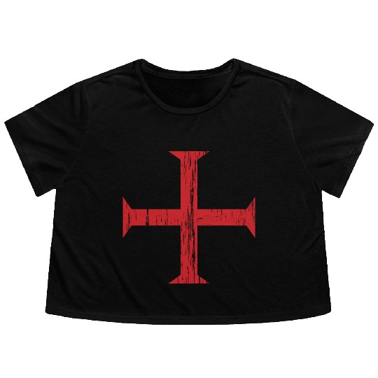 Knights Templar Crusader Cross Flowy Cropped Tees
