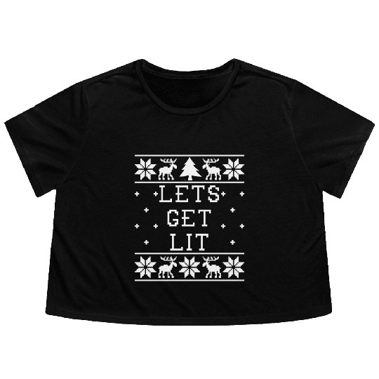 Lets Get Lit - Ugly Christmas Flowy Cropped Tees