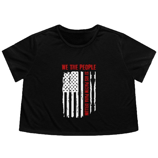 We The People Si Vis Pacem Para Bellum Flowy Cropped Tees