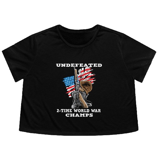 Undefeated World war 2 veteran Flowy Cropped Tees