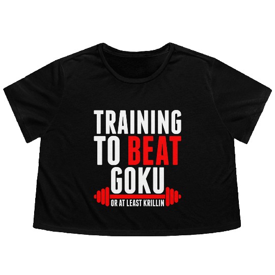 Training To Beat Goku Flowy Cropped Tees