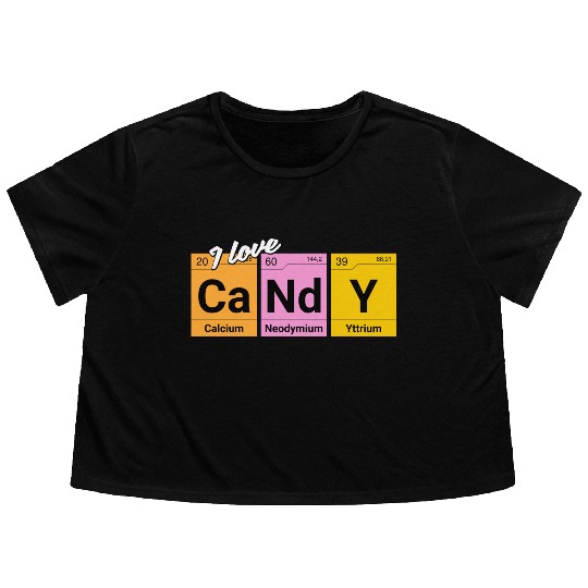 Candy love periodic table of elements Flowy Cropped Tees