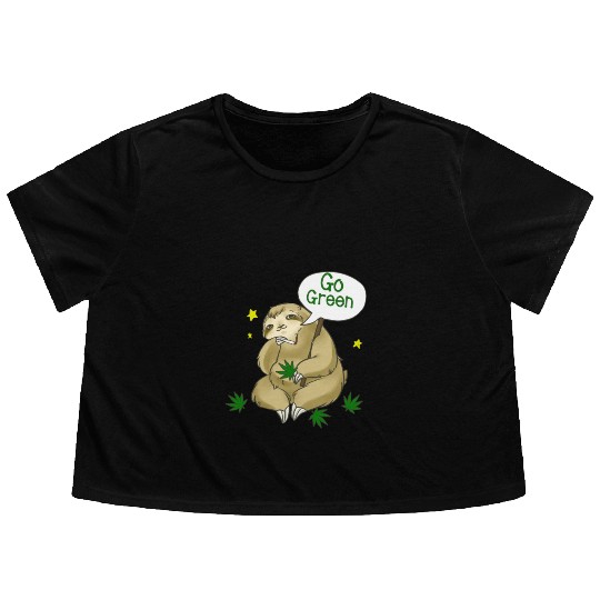 go green marijuana sloth Flowy Cropped Tees