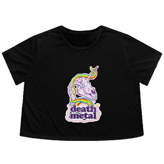 Death Metal Unicorn Flowy Cropped Tees