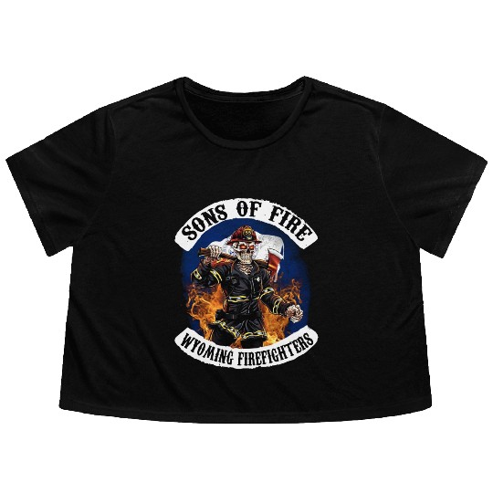 sons of fire wyoming firefighter Flowy Cropped Tees