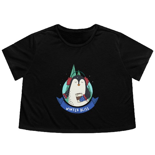 Winter Bliss | Holiday Penguin Flowy Cropped Tees