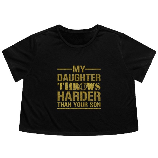 Softball Dad Saying Funny Sport Daddy Flowy Cropped Tees Gift