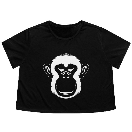 Bored Monkey Face Flowy Cropped Tees