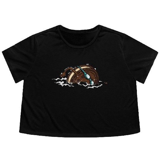 Funny Swimming Oreo Flowy Cropped Tees