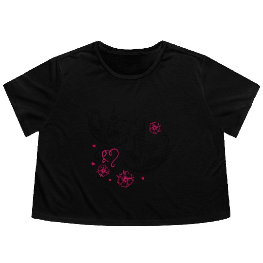Sakura Cherry Blossom Swallow Birds Spring Flowers Flowy Cropped Tees