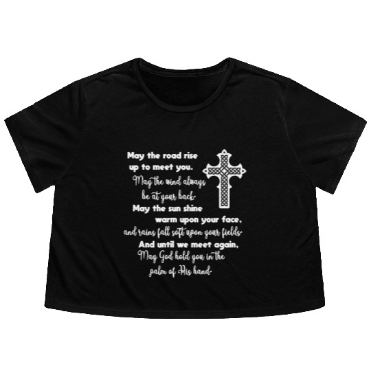 Irish Blessing with Celtic Knot Cross Flowy Cropped Tees
