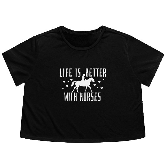 Horseback Horse Equestrian Flowy Cropped Tees