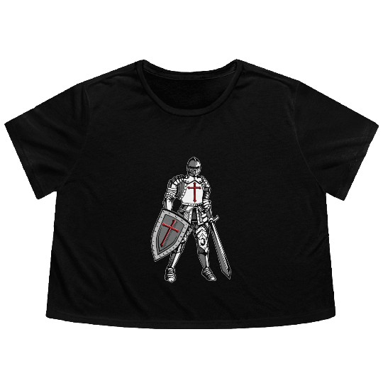Knights Templar Crusader Cross Armor Flowy Cropped Tees