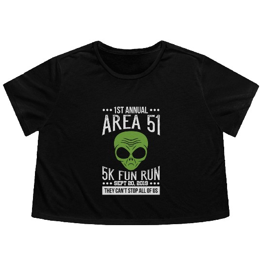 Area 51 Alien Fun run Flowy Cropped Tees