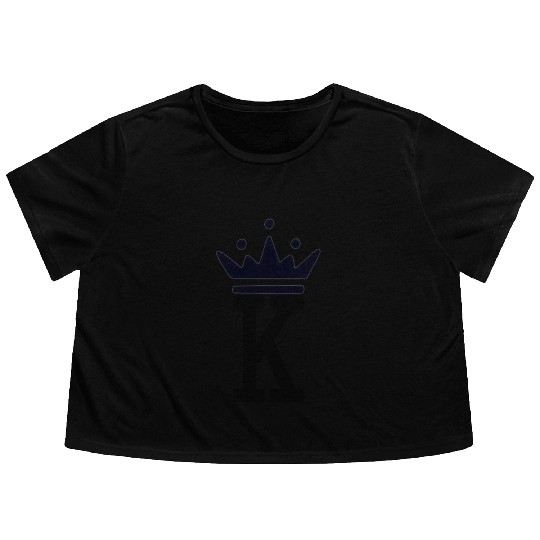K and Crown Black King Flowy Cropped Tees