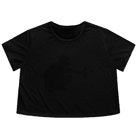 Baseball catcher waiting to catch a pitch Flowy Cropped Tees