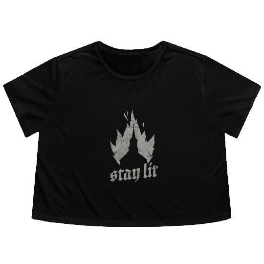 Occult Burning Church - Unholy Satanic Devil Flowy Cropped Tees