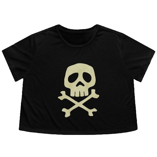 Misfits Style Captain Harlock Skull Crossbones Flowy Cropped Tees