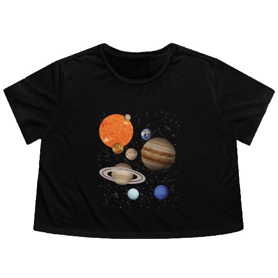 realistic Solar System planet Outer Space Explorer Flowy Cropped Tees