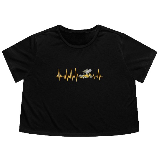 Sprint Car Racing Heartbeat Pulse Flowy Cropped Tees
