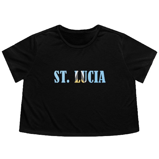 St Lucia flag Flowy Cropped Tees