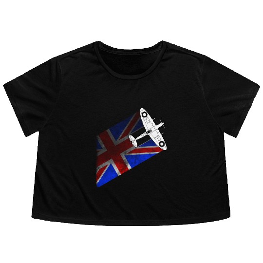 Spitfire UK Flag Mk.1 RAF British WWII Flowy Cropped Tees